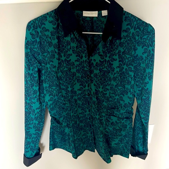 New York & Company Tops - NY&C Teal Green & Black Blouse